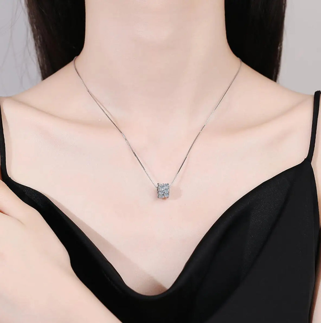 Moissanite Necklaces for Women 925 Sterling Silver Necklace with 1.6CT Diamond 18K Plated Pendant Dainty Jewelry Gift