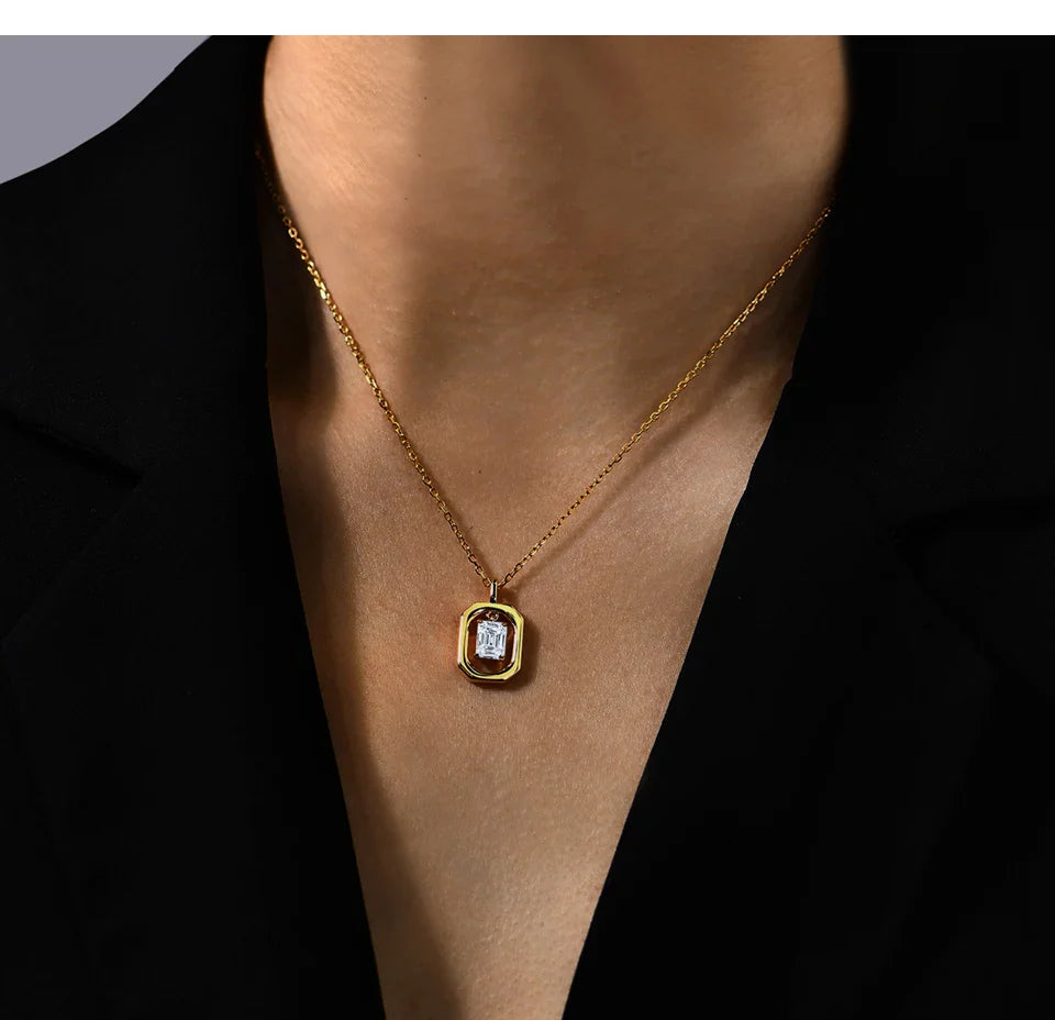 Top Quality Moissanite Diamond Necklace for Women Solid 10k 14k 18k Yellow Gold Penant Fine Jewelry Gifts Wholesale New
