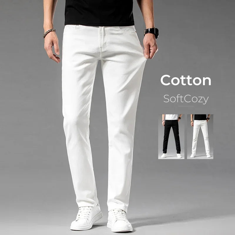 Men's Casual White Classic Trousers