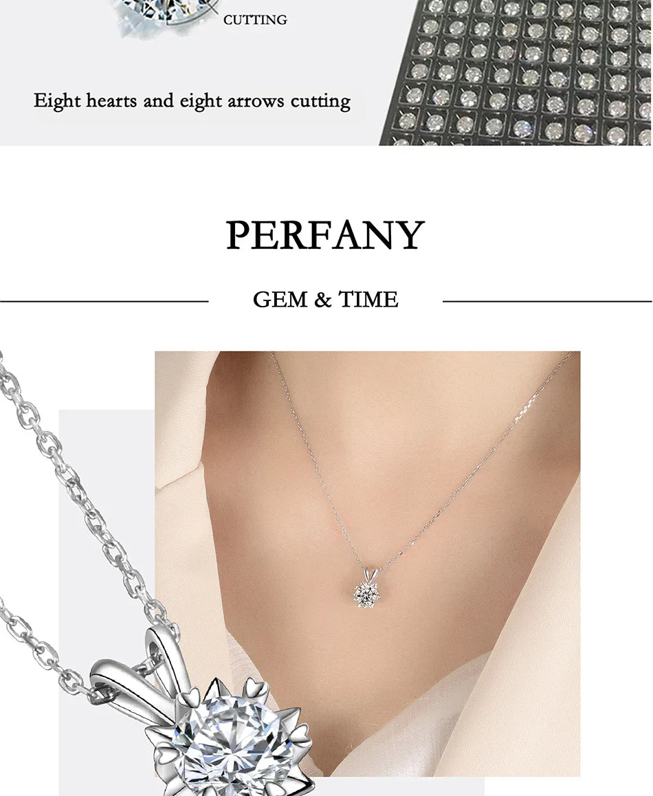 1-3CT Moissanite Women's Necklace S925 Pure Silver Snowflake Simulation Diamond Pendant Wedding High-end Jewelry
