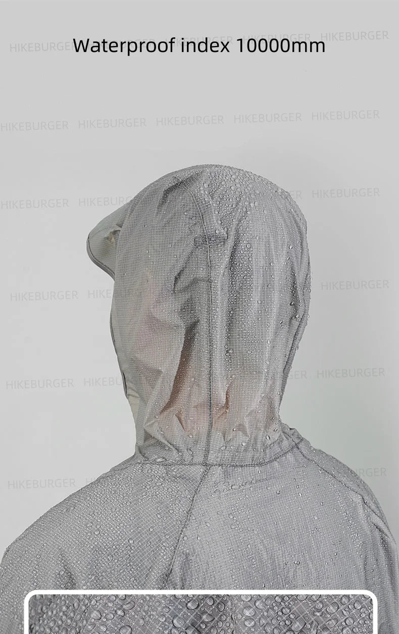 3F UL GEAR Qingsuo Rain Jacket Outdoor Ultralight Rain Zip Poncho Hiking Sleeve Rain Coats Waterproof Traveling Mountaineering