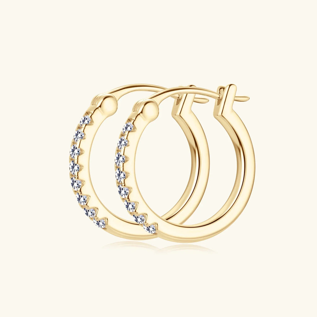 Hoops 1.8mm Moissanite Earrings For Women Real 925 Sterling Sliver Plated Yellow Gold Hoop Earring Fine Jewelry Christmas Gifts