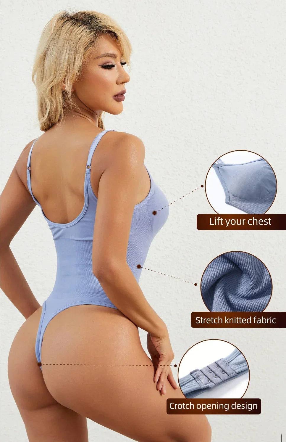 Women Push Up Shapewear Thong Bodysuits Corset Slimming Tummy Control Body Shaper Butt Lifter Open Crotch Fajas Shapers Corsets