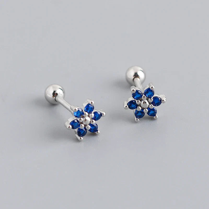 925 Sterling Silver Fashion Korean Petal Screw Bead Stud Earrings for Women Charm Ear Bone Piercing Jewelry Accessories