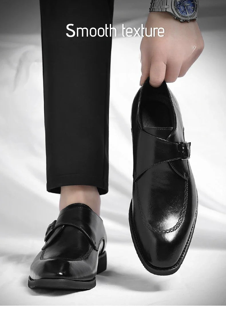 Buckle Designer Big Size Dress Shoes for Men Spring Autumn Solid Color Cow Leather Shoes Male Fashion Business Casual Shoe Man