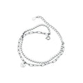 Fashion 925 Sterling Silver Geometry Bracelet Double Layer Chain Link for Women Girl Original Bracelets Luxury Jewelry