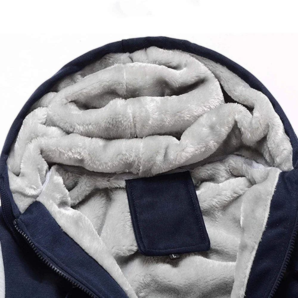 Winter Jacket Men Warm Coat Thick Fleece Male Zipper Hooded Jackets Casual Hooded Sportswear Outerwear Long Sleeves Sports Hoody
