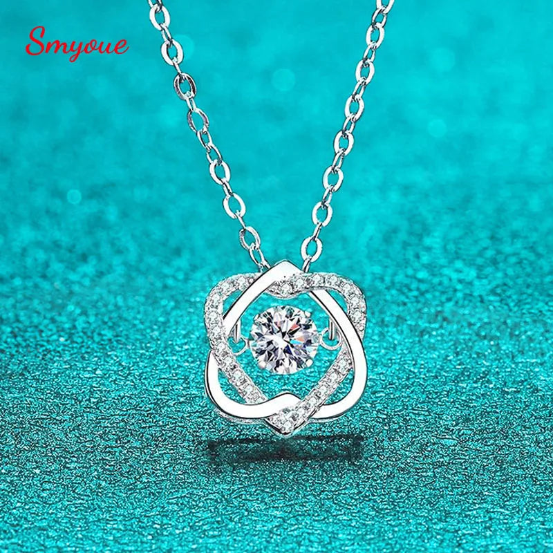0.5ct GRA Moissanite Necklace for Women  Sparkling Simulated Diamond Pendant Beating Heart S925 Silver Fine Jewelry Gift