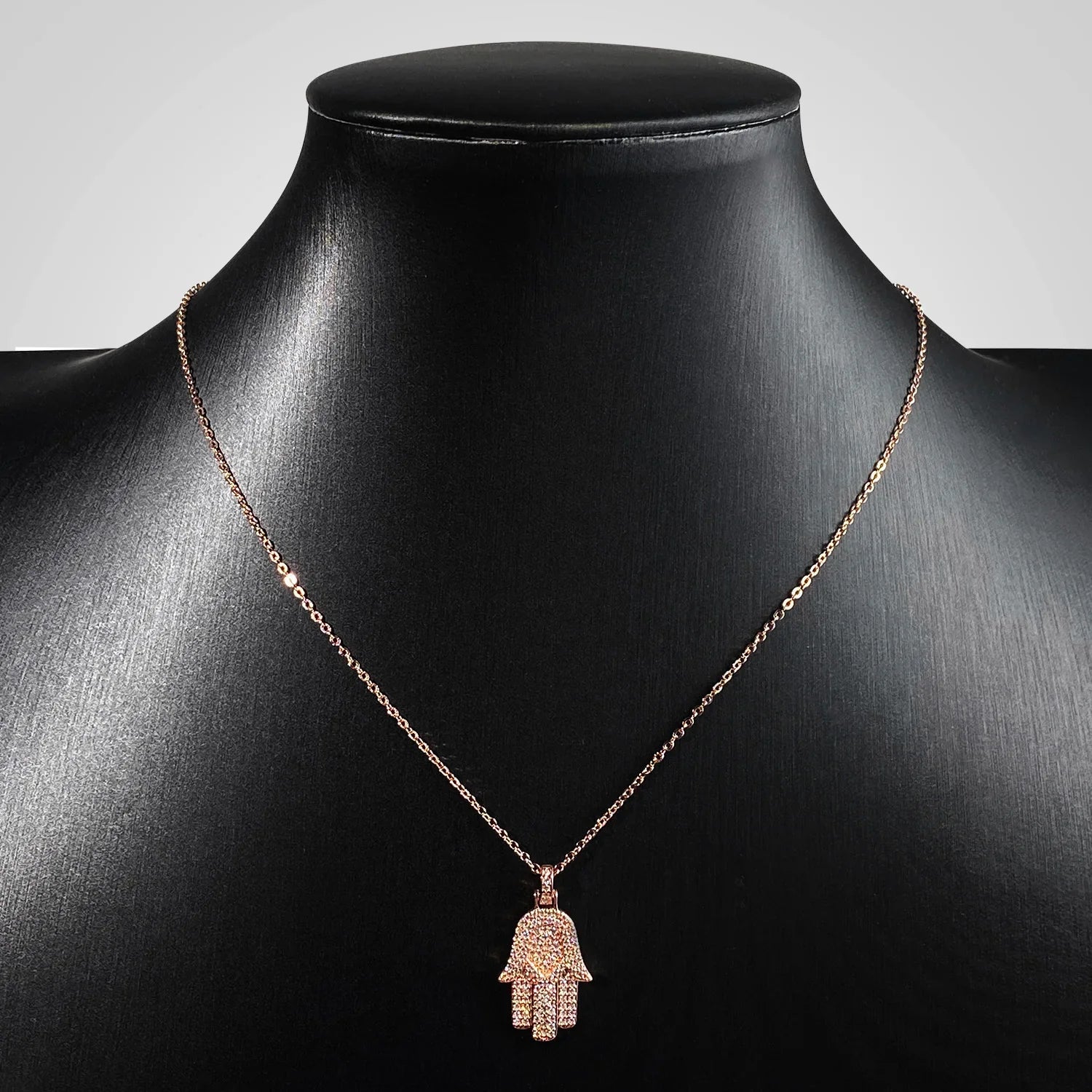 Hamsa Hand Real Moissanite Pendant Necklace for Men Women 925 Sterling Silver 18k Gold Plated Hiphop Fatima Necklace Jewelry