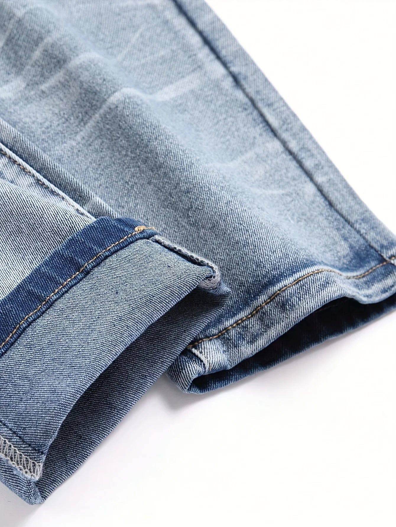 Men‘s Stretchy Denim Jeans Streetwear Tearing Patchwork Holes Ripped Denim Elastic Waist Casual Pants Slim fit Straight Trousers