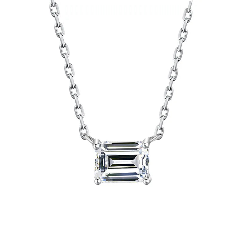 1/2carat Emerald/Radiant Cut Solitaire Moissanite Diamond Pendant Necklace With  Certificate S925 Silver Neckchain For Women