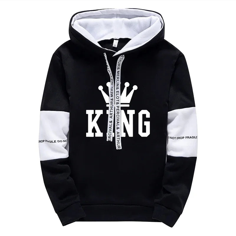 طقم بدلة رياضية رجالية من King Printing، الأكثر مبيعًا، سترة بغطاء رأس غير رسمية وسراويل، ملابس رجالية للشارع والخارج، قطعة واحدة، قمصان رياضية وسراويل رياضية