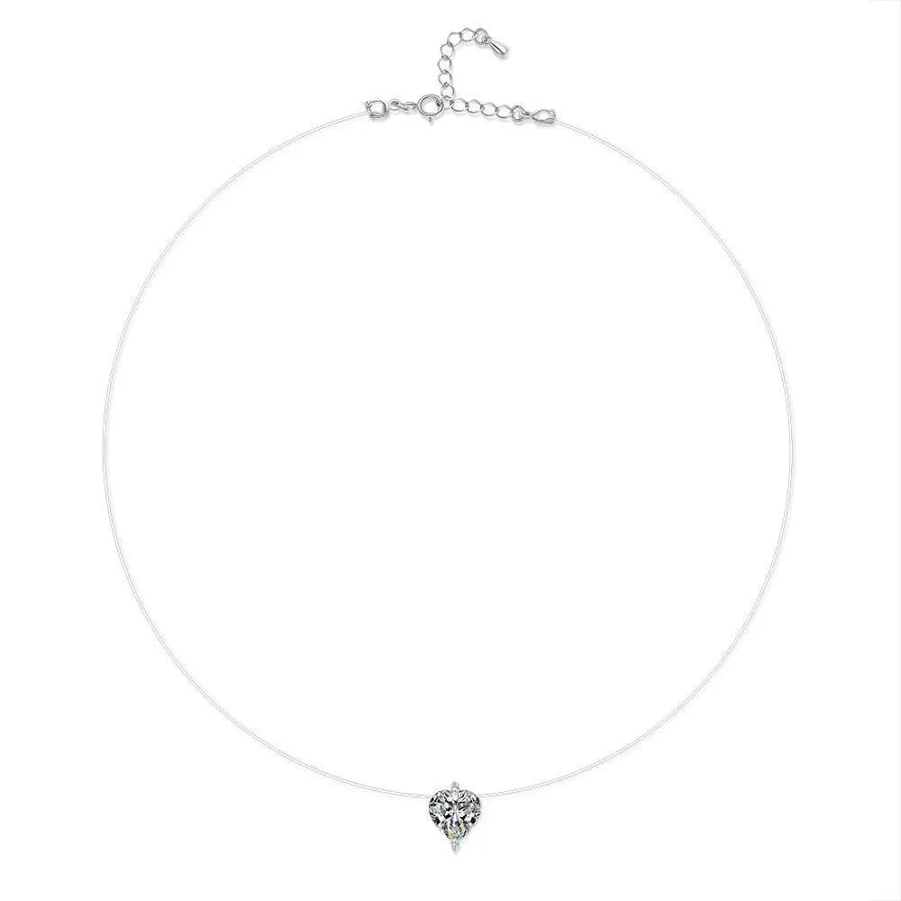 GRA Certified 1CT Marquise Cut Moissanite Pendant Necklace for Woman 925 Silver Fishing Line Water Drop Diamond Necklaces