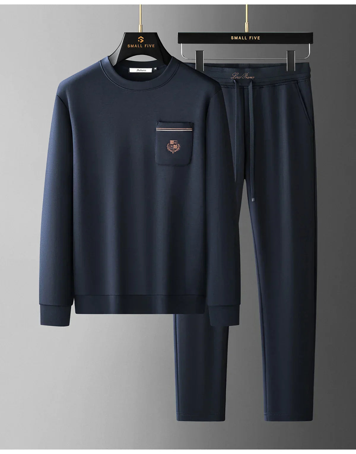 Autumn Light Luxury Italian Old Money Style Two-piece comfortable air-layer cotton men's sweatshirt casual sportswear set