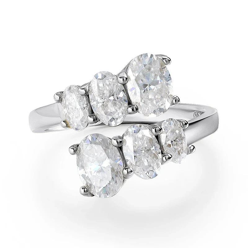 3.6CTTW Certified Full Moissanite Wedding Rings for Women Sparkling Bride Lab Diamond Band Pure 925 Silver Plated 18K