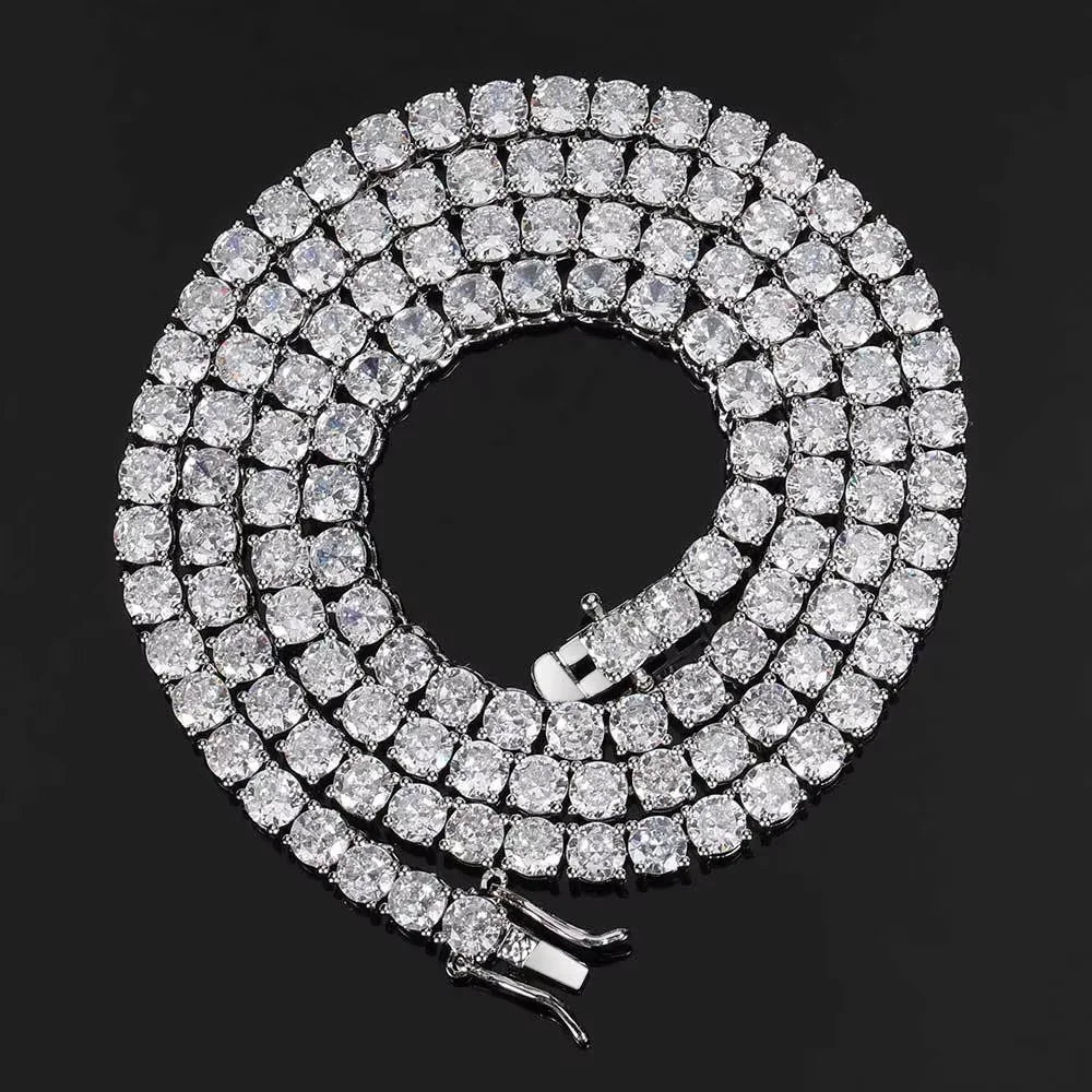 925 Sterling Silver Double Lock Moissanite Tennis Necklace D VVS1 Diamond with GRA Certificates Neck Chain Fine Jewelry