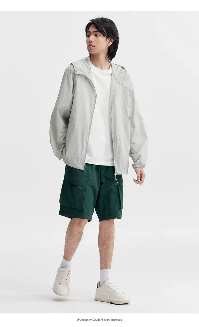 Jacket Men 2024 Summer New Coat Simple Solid Color Hooded Couple Wear Rotator Sleeve Light Sun Protective Clothing