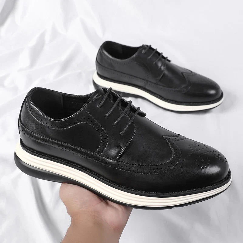 High End British Style Office Business Dress Shoes Men's Casual Leather Thick Soled Simple Walking Shoes Fashion Oxford Shoes