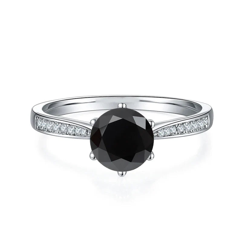 1ct 6.5mm Red Blue Pink Yellow Green Purple Black Moissanite Ring Sterling 925 Silver Wedding Party Band for Women Gifts