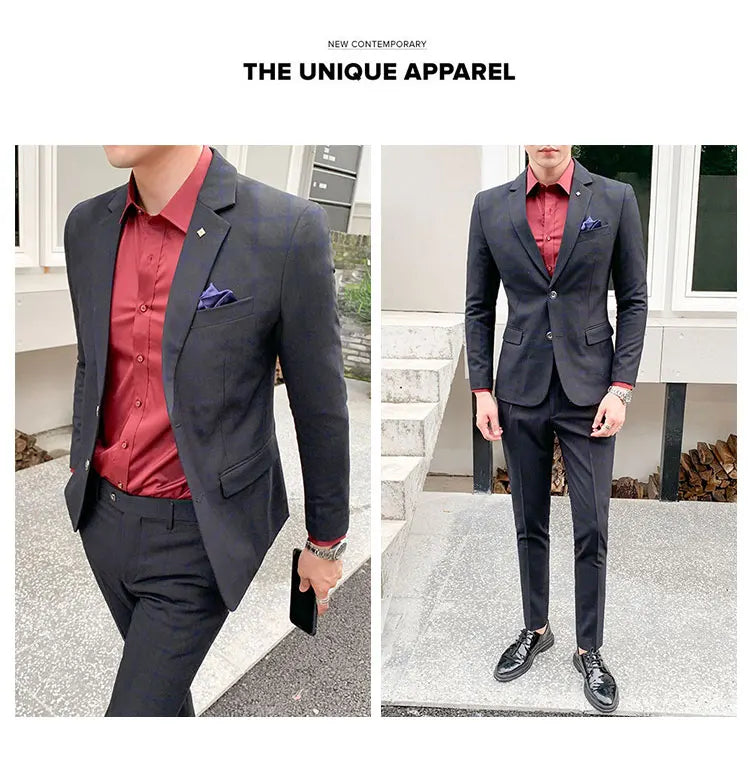 High-Quality Large Size Men's Wedding Suit 5XL S-Fourth Quarter 2024 Fashion Handsome Two-Piece Acetate Set (Suit + Trousers)