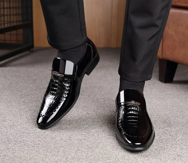 Men's Business Casual Leather Shoes Korean Style Pointed Toe Breathable Big Size Office Groomsmen Groom Wedding