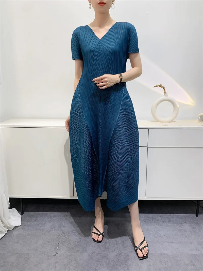 Bud Elegant Dresses for Women 2024 Autumn New Pleated Casual Fashion Solid Color Party Formal Occasion Dresses