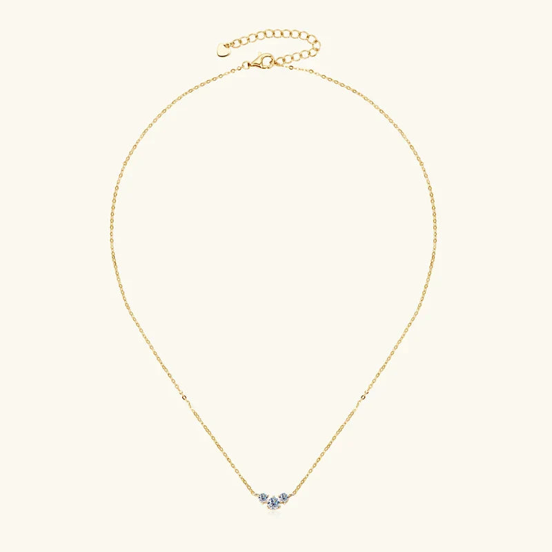 3mm 4mm Moissanite Necklace Collares Mujer 925 Sterling Silver Three Stone Pendant Necklaces For Women Chains Jewelry Gift