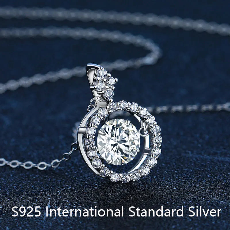 1/0.8 CT Moissanite Pendant For Women Simulated Diamond Necklace S925 Sterling Silver Jewelry Girl Valentine's Day Gift