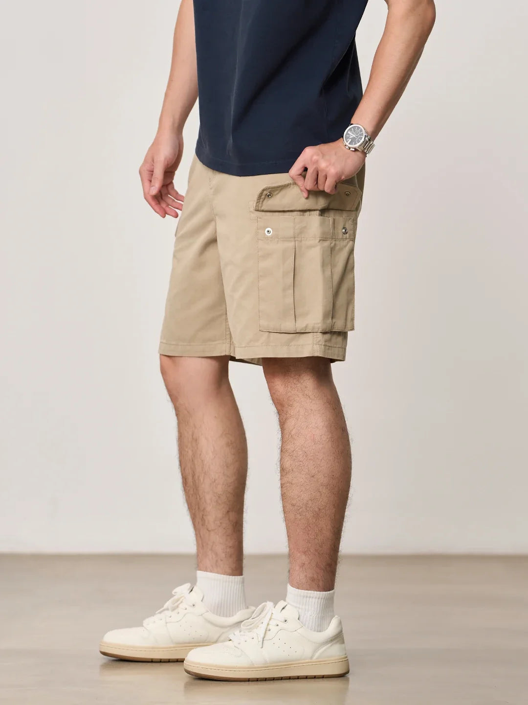 SIMWOOD 2026 Summer New Oversize 215gsm Tencel Lyocell Blend Fabric Cargo Shorts Men Fashion Outdoor Wear