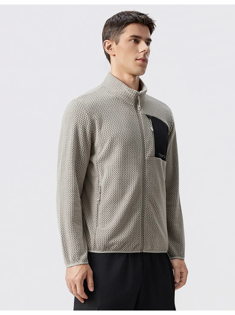 Fleece Sports Jacket Winter Cardigan Knitted Jacket Stand Collar Outdoor Running Windproof And Warm Training Top