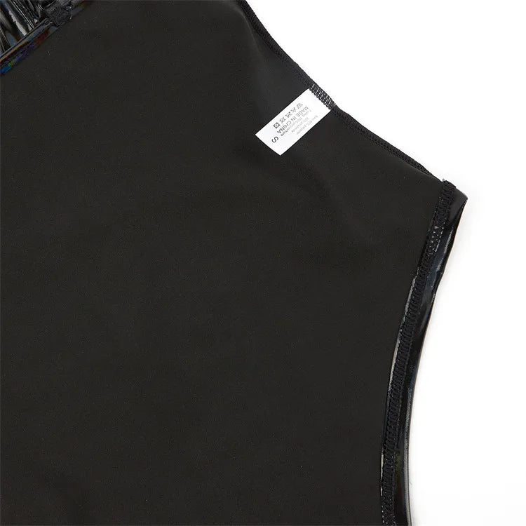 Wet Look Shiny PU Leather One-piece Bodysuits Women's Lingerie Swimsuit Spaghetti Strap Bra Push Up Overbust Corsets