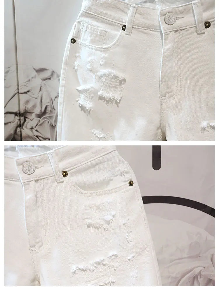 Fashion Cropped Men's Tattered Ripped Shorts