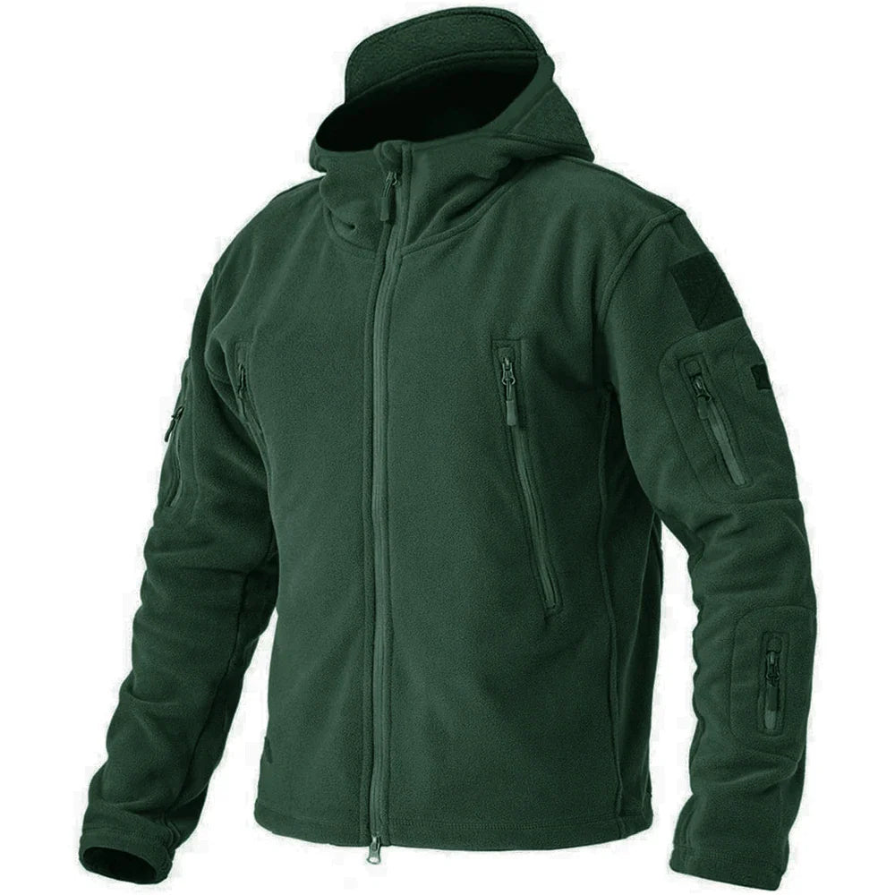 TACVASEN Winter Hooded Coats Mens Fleece Jackets Full Zip Up Multi-Pockets Fishing Hiking Climbing Outerwear Causal Parka Tops