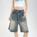 2026 Korean Street Casual Y2K Loose Wide-leg Denim Shorts Five-point Baggy Jeans Women's All-match Straight Summer Hot Shorts