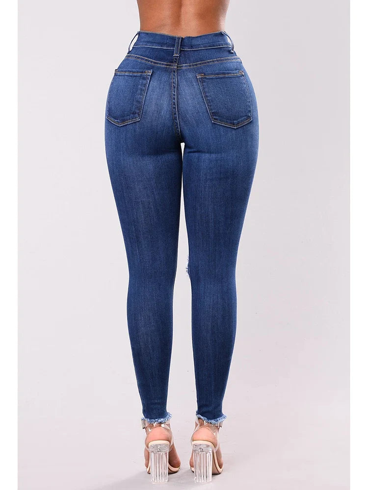 Women Stretch Skinny Ripped Jeans