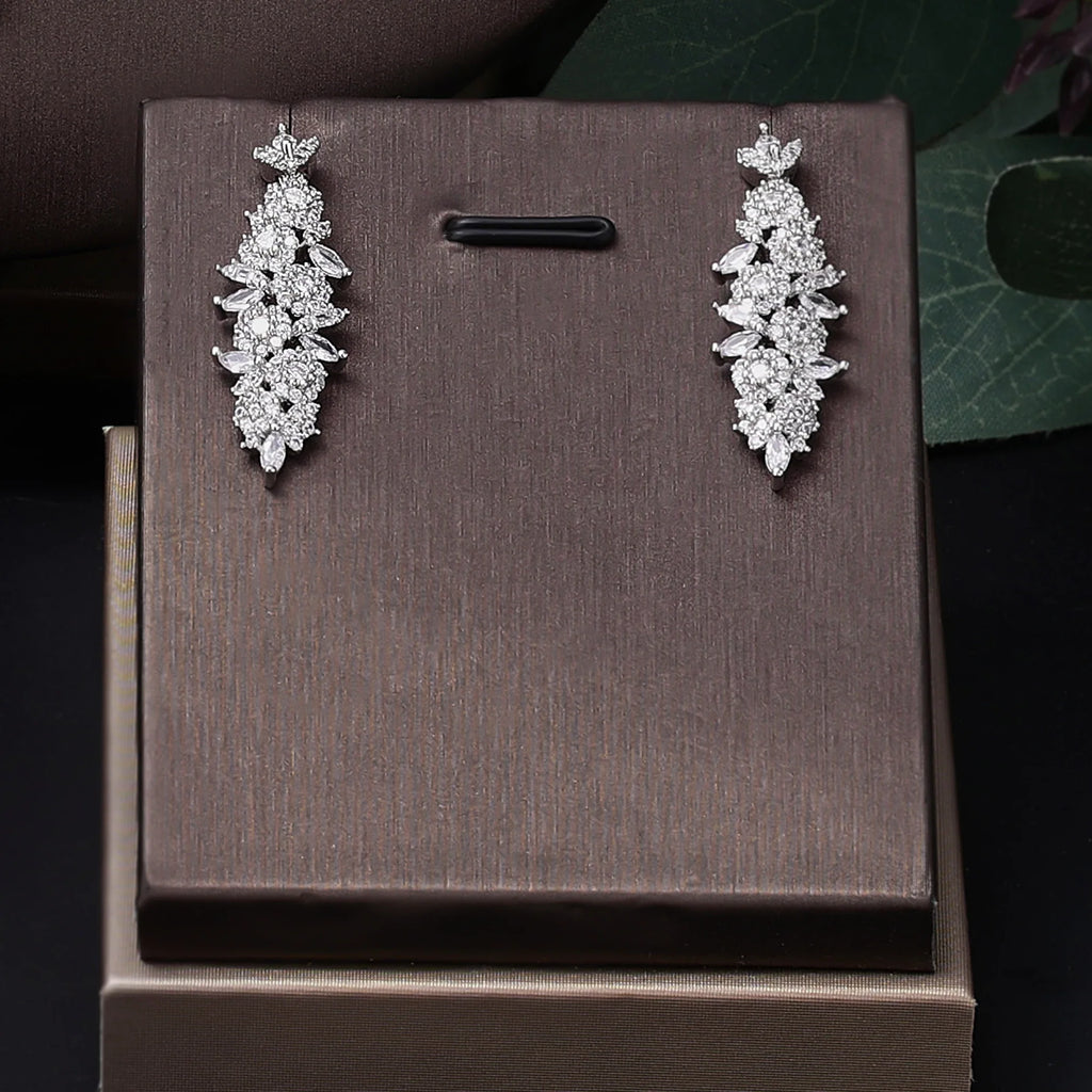 4 pieces of bride zirconia full set of women's party jewelry, luxury Dubai Nigeria CZ luxury crystal wedding necklace set