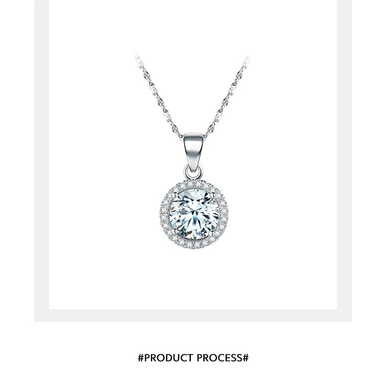 Genuine 925 Sterling Silver Luxury Chain Brand Necklace with 2.0Ct AAAAA Level Zircon Necklaces Gift Jewelry for women