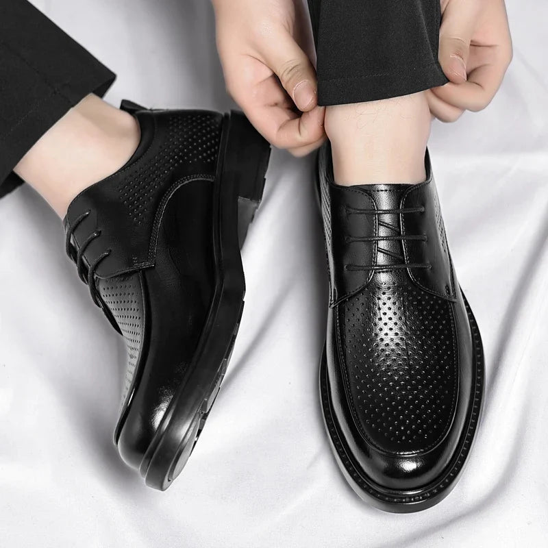 Big Size Elevator Shoes Men Leather Shoes Height Increasing Shoes For Man Increase Insole 6-8CM Invisible Heightening Lift Shoes