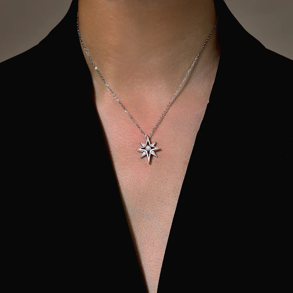 Star Moissanite Pendant Necklace for Women D Color Round Cut 3.0mm Lab Diamond S925 Silver 18K Gold Plated Fine Jewelry