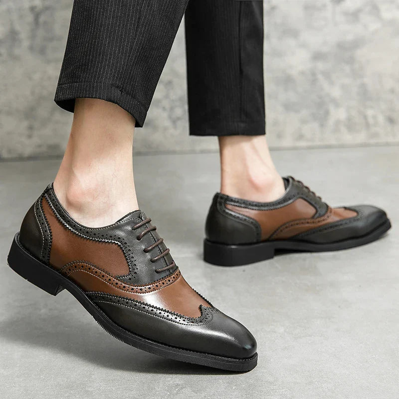 Italy High Quality Pointed Fashion Oxford Shoes Lace Up Men's Shoes Pointed Style Luxury Moccasin Casual Luxury Leather Shoes