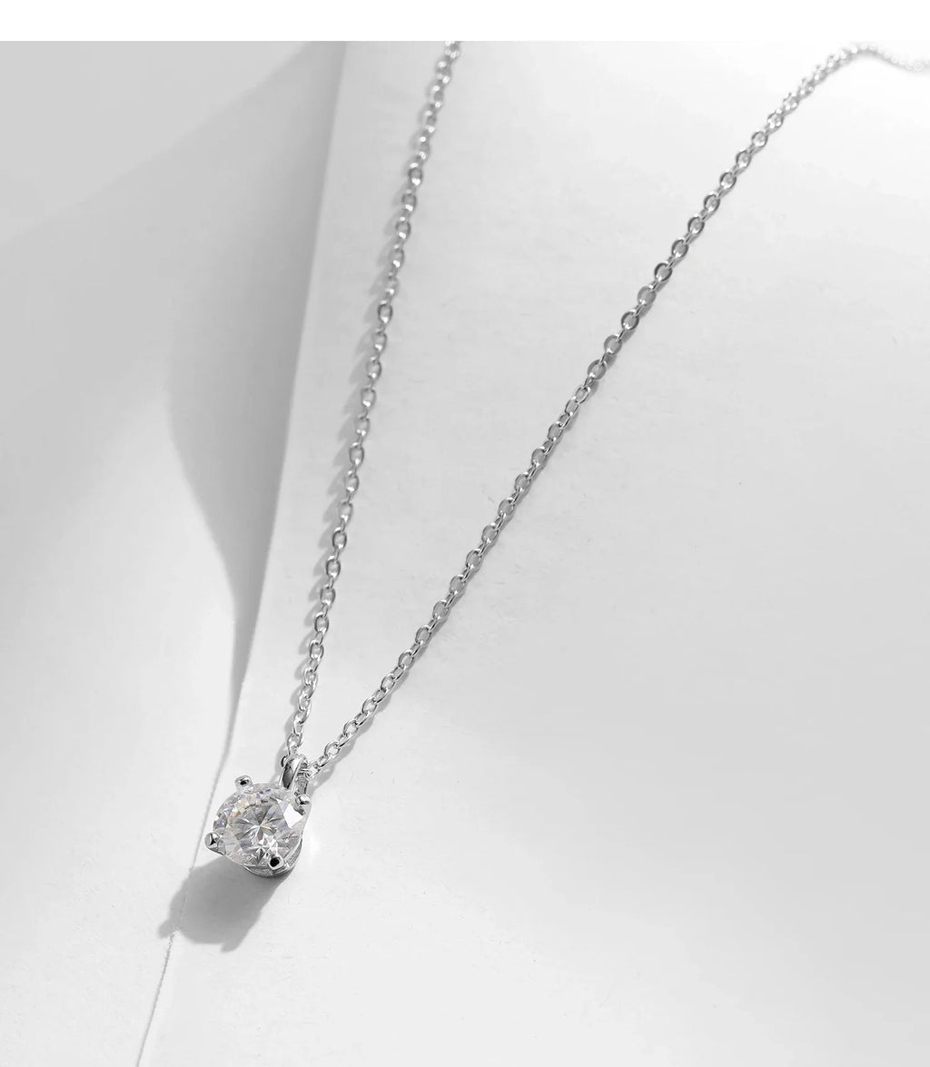 1CT Prong Setting Moissanite Necklace D color VVS1 Lab Diamond Pendant For Women 925 Sterling Silver Wedding Jewelry
