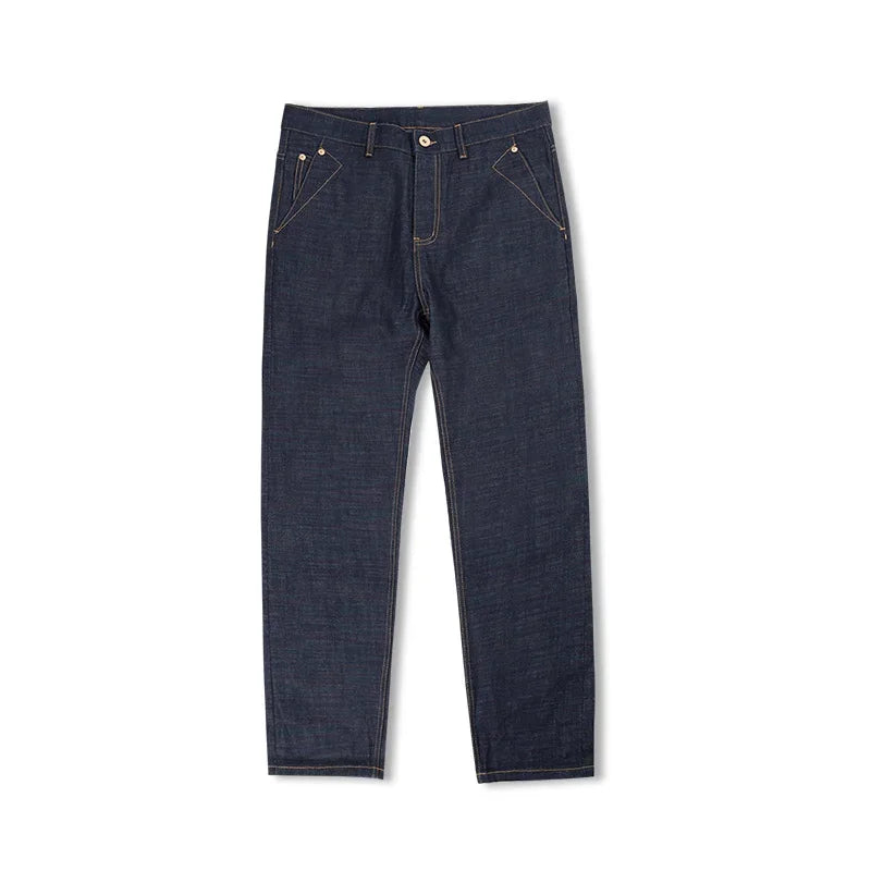 Maden Vintage 13.5OZ Selvedge Raw Denim Jeans Cotton Straight Denim Pants Men's Heavyweight Blue Zip Fly with Pockets Trousers