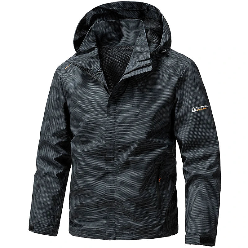Softshell Outdoor Jacket Men Zip Up Hooded Waterproof Jacket Hiking Camping Windbreaker Lightweight Spring Autumn Coats
