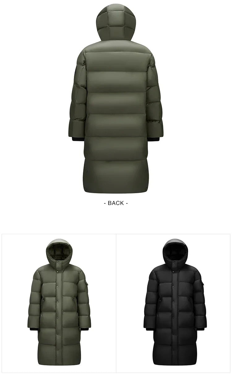 Down Jacket Men Winter 90% Down Fill Goose Down Thickened Water-Repellent Anti-Static Long Hooded Outerwear Men'S Wear