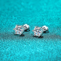 Screw Thread 1-4CT Moissanite Earring Studs for Women Men  Solitaire Ear Stud 100% S925 Solid Silver White Gold Plated