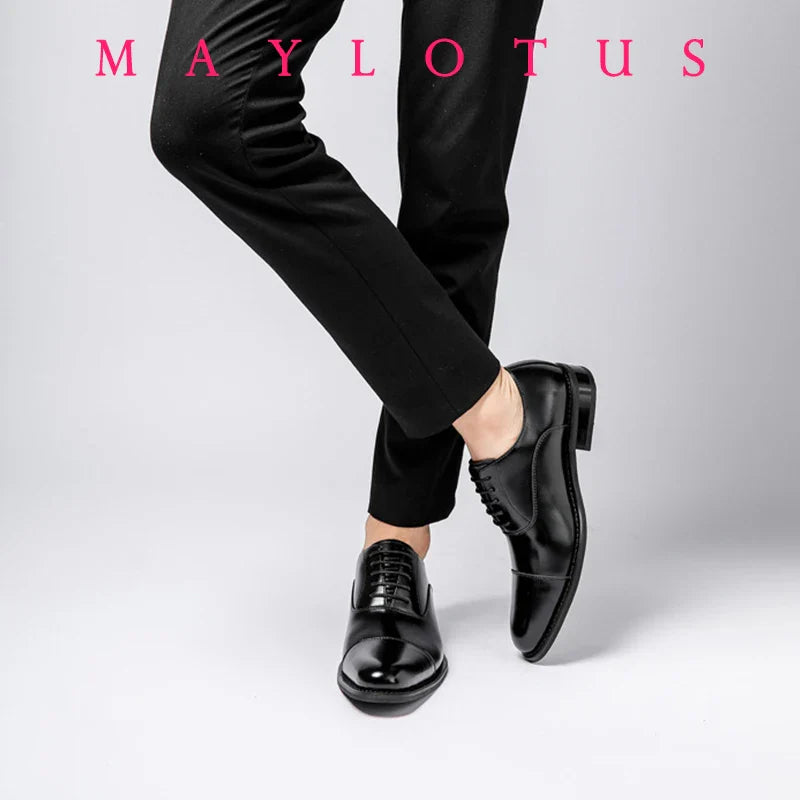 High Quality Height Increase Oxford Dress Shoes Men Genuine Cow Leather Suit Shoes Lift Brogues Wedding Formal Elevator Shoes