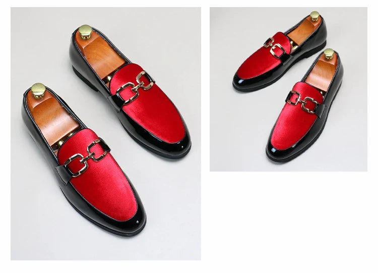 Fashion Man's Leather Shoes Party Wedding Loafers Metal Button Moccasins Men Slip-on Comfortable Driving Popular Club Flats
