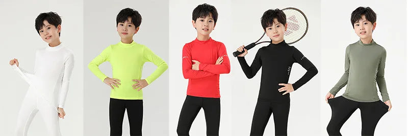 Men Children Long Sleeve Running Slim Tops Tees Sportswear Gym Fitness Compression T-shirt Outdoor Football Jersey Jogging Tight