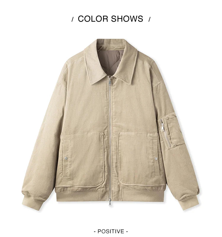 Cotton Jacket Men Corduroy Texture 2024 Winter New Pilot Jacket Thick Oversize Cotton Jacket
