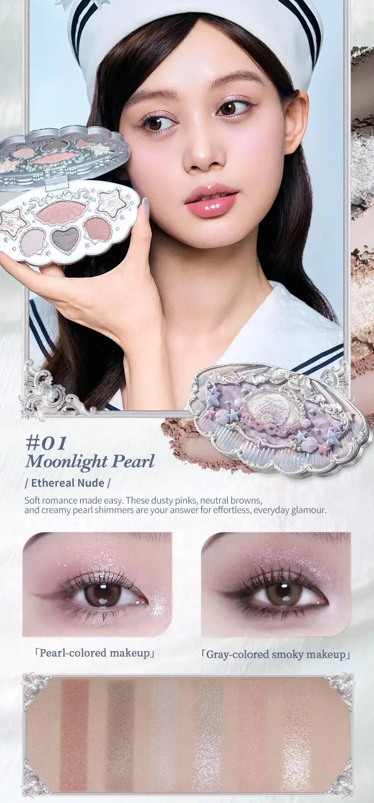 Bunny Garden Collection 6-Color Makeup Eyeshadow Contour Palette Eye Brush Puff Set Eye Glitter Korean Makeup Kit